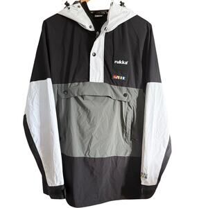 RUKKA | Men's Gray Black White Oversized Soft Shell Anorak jacket | Medium